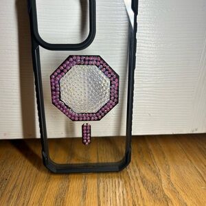 Black and Pink Rhinestone Phone Case